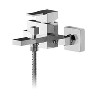 Chrome Square Edged Wall Mounted Bath Shower Mixer With Kit