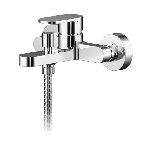 Chrome Rounded Wall Mounted Bath Shower Mixer With Kit