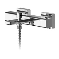 Chrome Rounded Square Wall Mounted Thermostatic Bath Shower Mixer