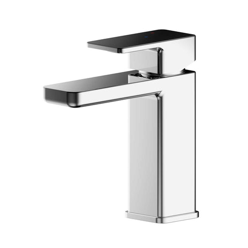Chrome Rounded Square Eco Mono Basin Mixer With Push Button Waste