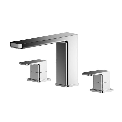 Chrome Rounded Square Deck Mounted 3 Tap Hole Bath Filler