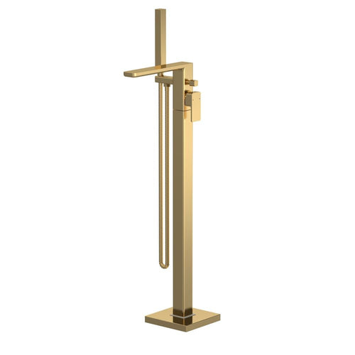 Brushed Brass Rounded Square Freestanding Bath Shower Mixer