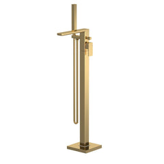 Brushed Brass Rounded Square Freestanding Bath Shower Mixer