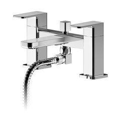 Chrome Rounded Square Deck Mounted Bath Shower Mixer With Kit