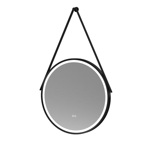 600mm Black Round LED Bathroom Mirror With Touch Sensor and Demister