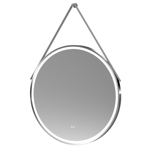 800mm Chrome Round LED Bathroom Mirror With Touch Sensor and Demister