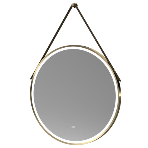 800mm Gold Round LED Bathroom Mirror With Touch Sensor and Demister