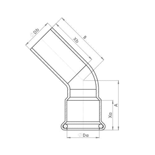 22mm 45° Street Elbow - Copper Press Fittings - 10 Pack image 2 : 1276-7242_2