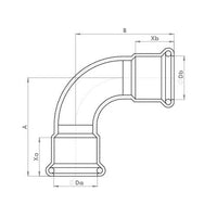 42mm Equal Elbow - Copper Press Fittings - 2 Pack image 2 : 2522-2532_2