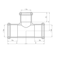 22mm x 22mm x 15mm Reducing End And Branch Tee - Copper Press Fittings - 5 Pack image 2 : 9928-7933_2