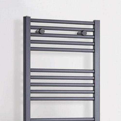 Anthracite Round Tube Straight Electric Towel Rail H720 W400