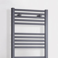 Anthracite Round Tube Straight Electric Towel Rail H920 W480