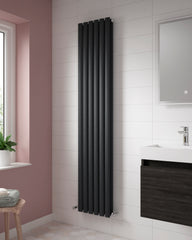 Anthracite Oval Style Double Panel Vertical Radiator H1500 W354