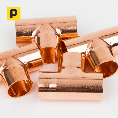 22mm Equal Tee - Copper End Feed Fittings - 10 Pack