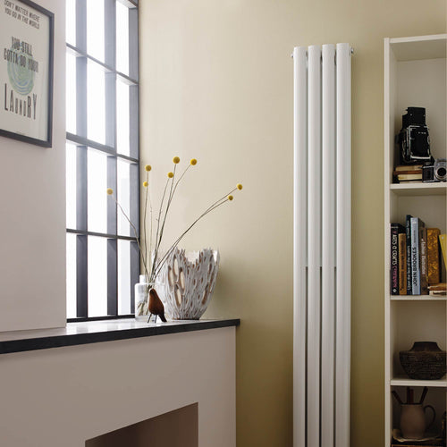 White Oval Style Double Panel Compact Vertical Radiator H1800 W237